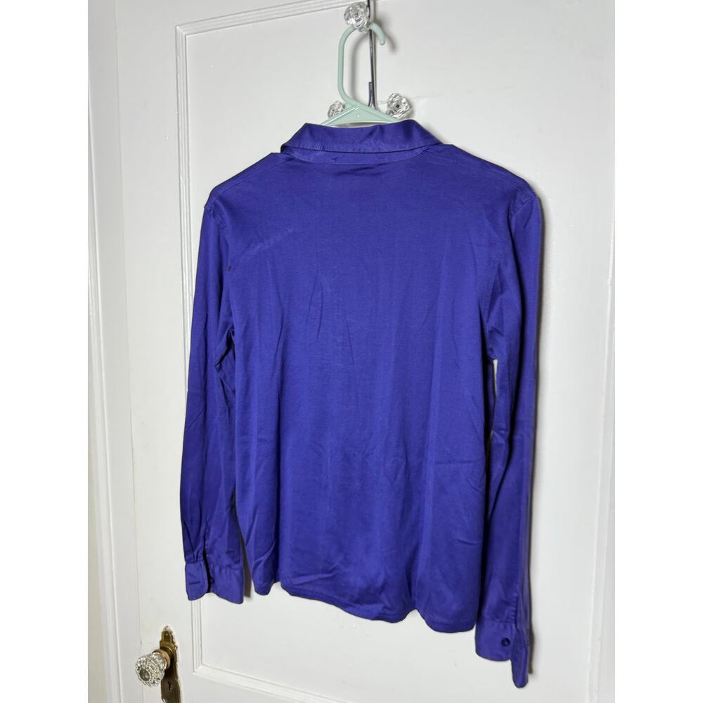 Vintage Y2K Ralph Lauren Polo Sport Purple Cotton Long Sleeve Polo Shirt Small - Picture 7 of 7